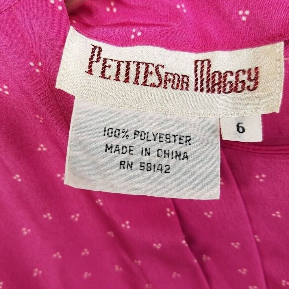 Petites For Maggy Secretary Dress Size 6 Puff Sleeve Pleated Top Vintage 80s - Picture 3 of 10